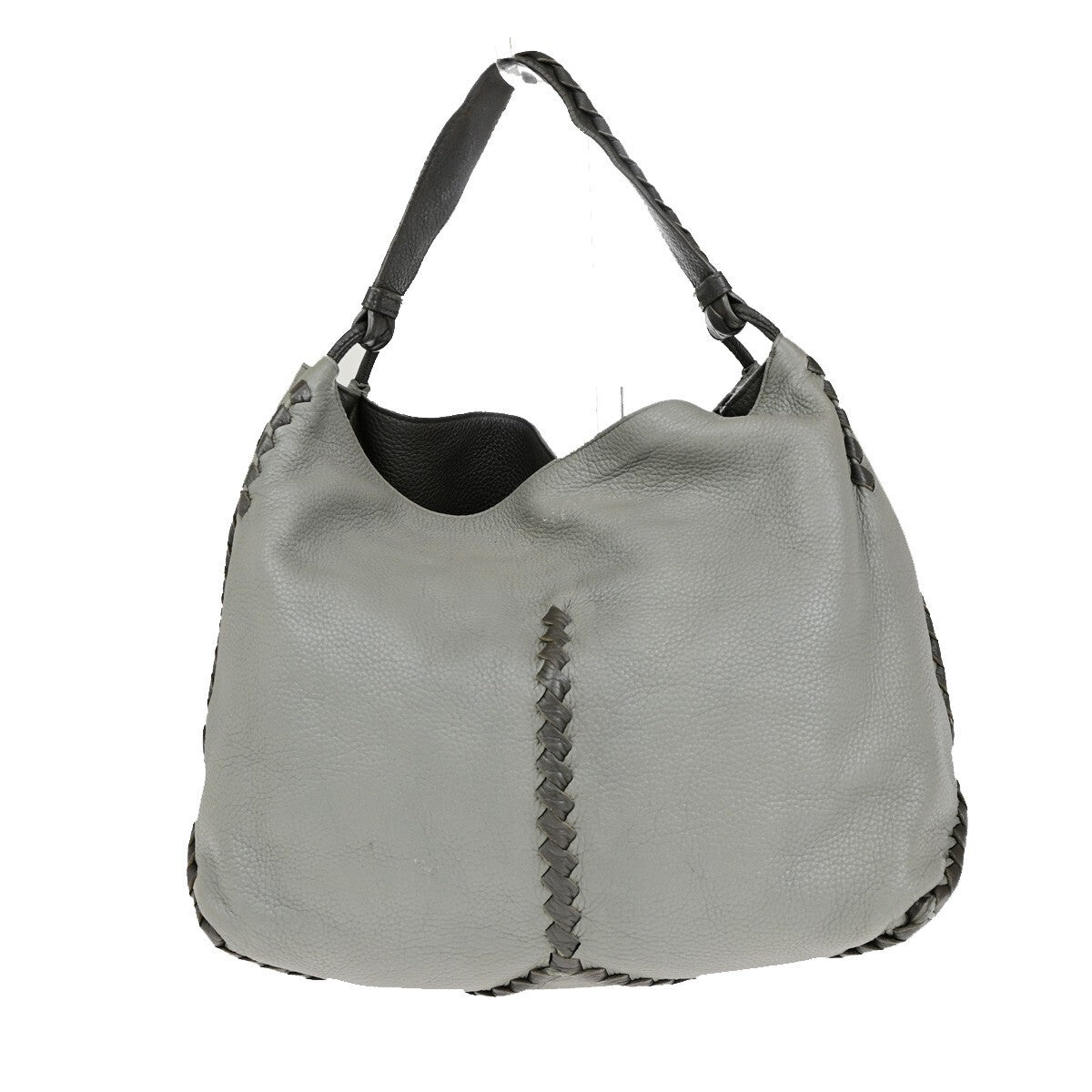 BOTTEGA VENETA Logo Hobo Shoulder Hand Bag Leather Gray Italy 31EC688