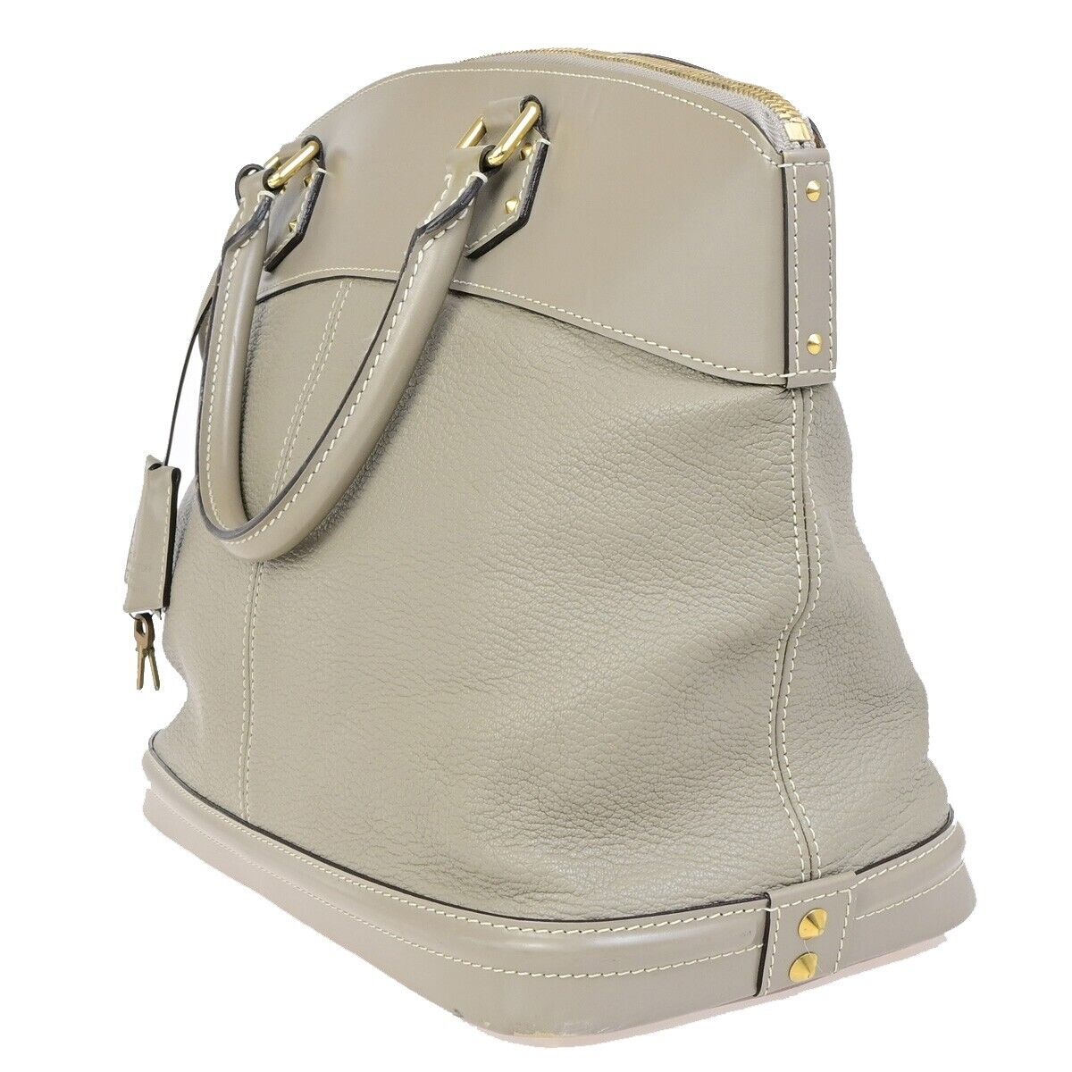 LOUIS VUITTON LV Logo Lockit Hand Bag Suhali Leather Gray GHW M91790 89ED054