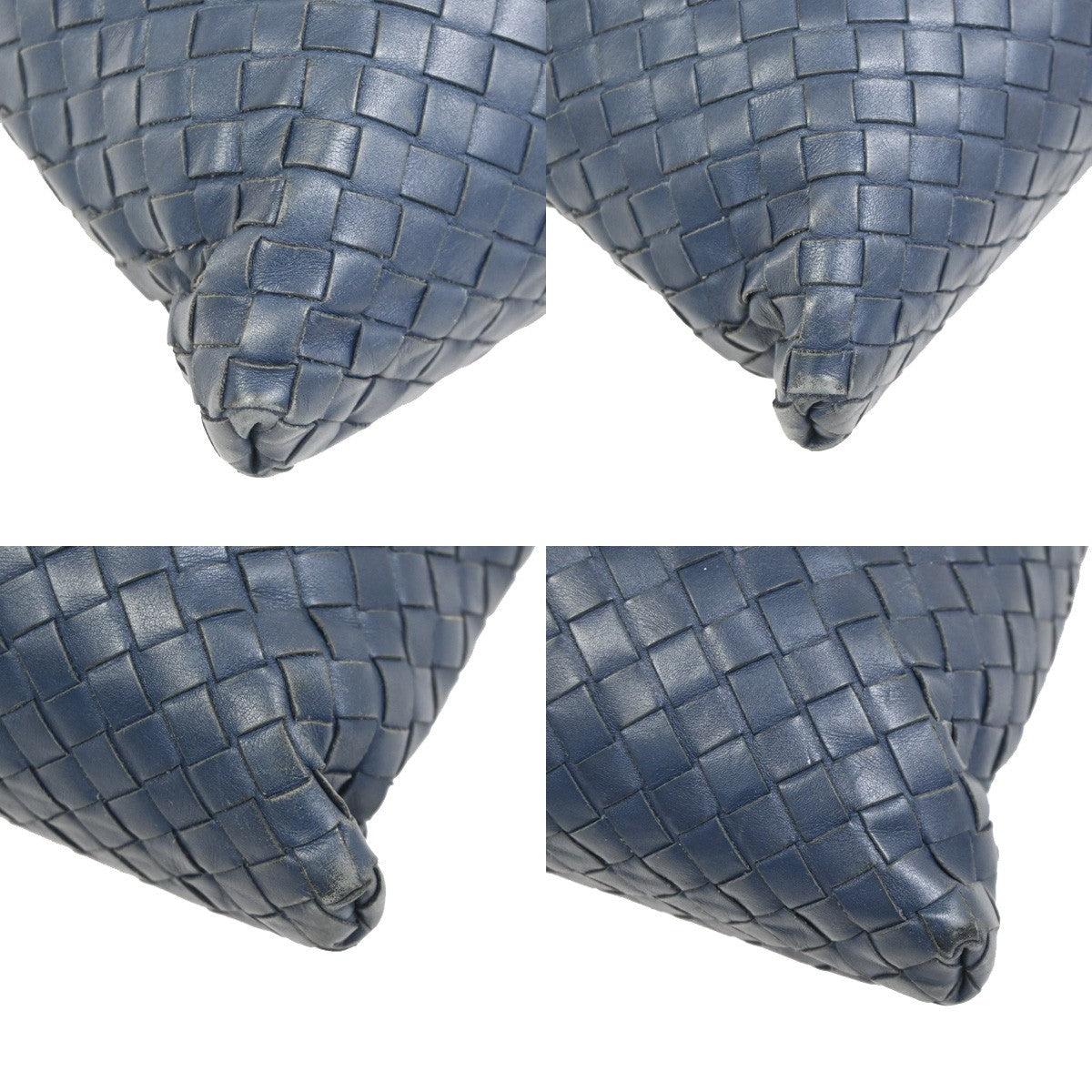 BOTTEGA VENETA Logo Intrecciato Shoulder Bag Leather Navy Blue Italy 10MA491