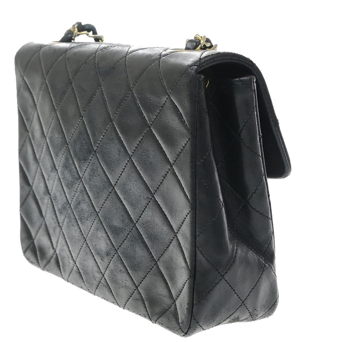 CHANEL CC Mini Matelasse Chain Shoulder Bag Leather Black GHW Vintage 399RP188