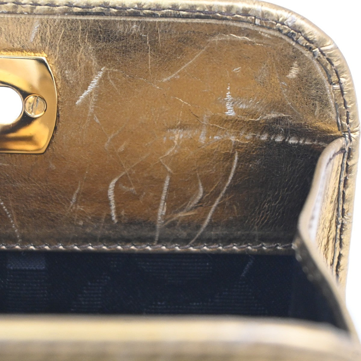 SALVATORE FERRAGAMO Logo Gancini Shoulder Bag Leather Gold GHW Italy 62MA277
