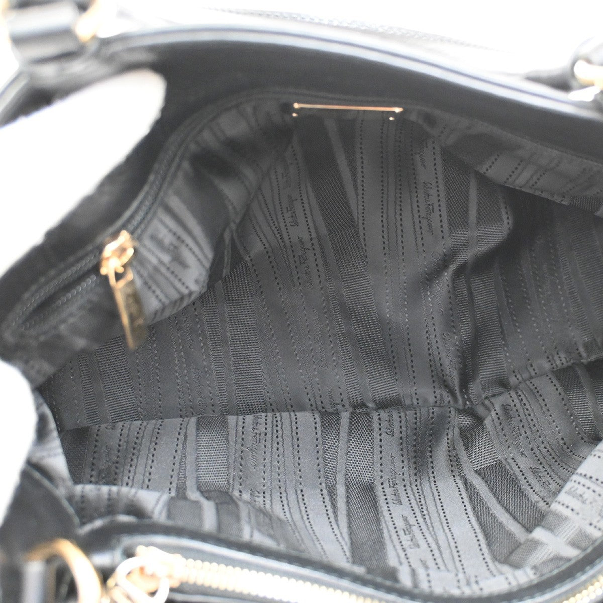 SALVATORE FERRAGAMO Gancini 2Way Shoulder Bag Leather Black GHW Italy 81RL585