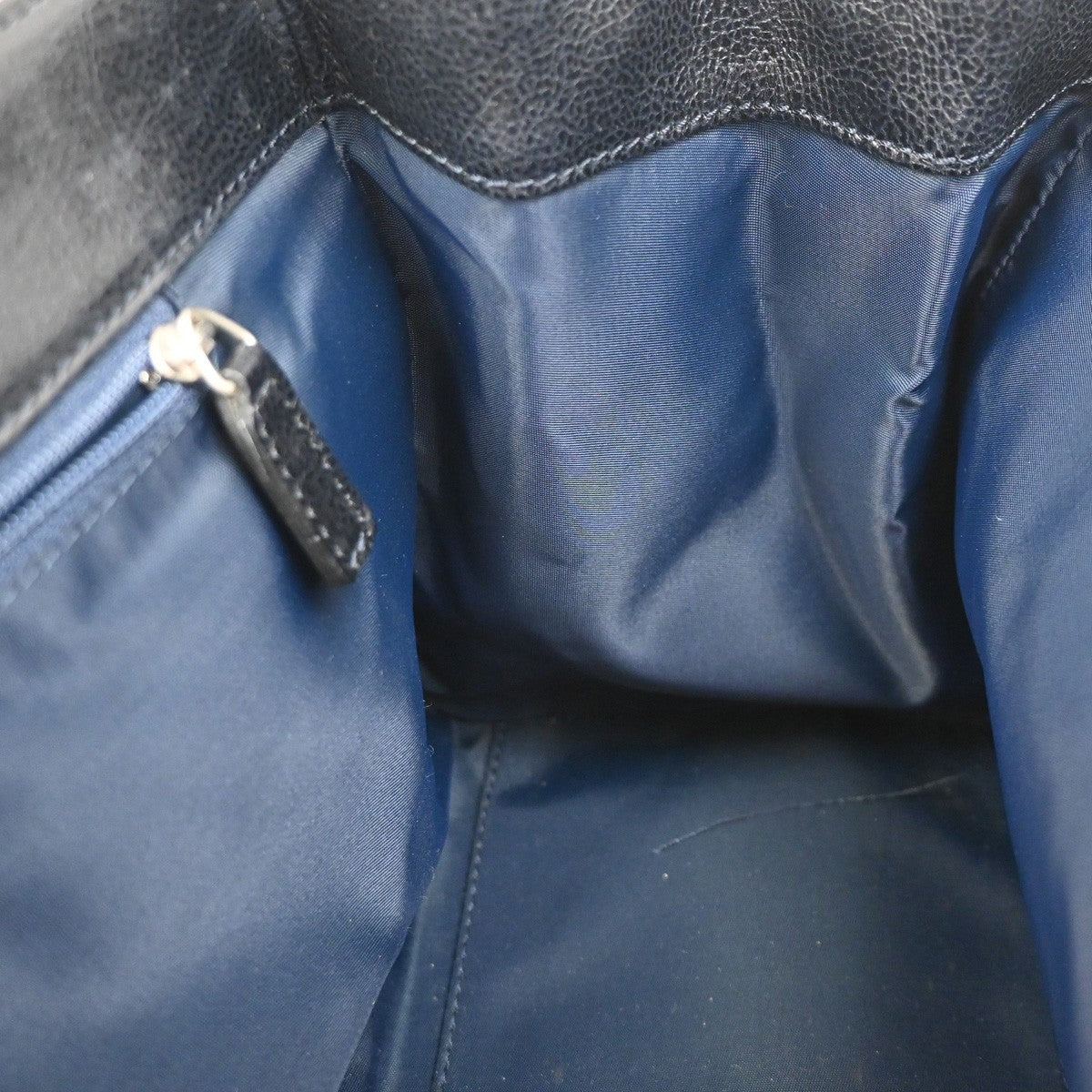 CHRISTIAN DIOR CD Logo Flight Line Trotter Hand Bag Denim Leather Blue 27YJ001