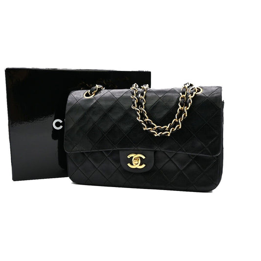 CHANEL Matelasse 25 Double Flap Chain Shoulder Bag Leather BK Vintage 377RJ823