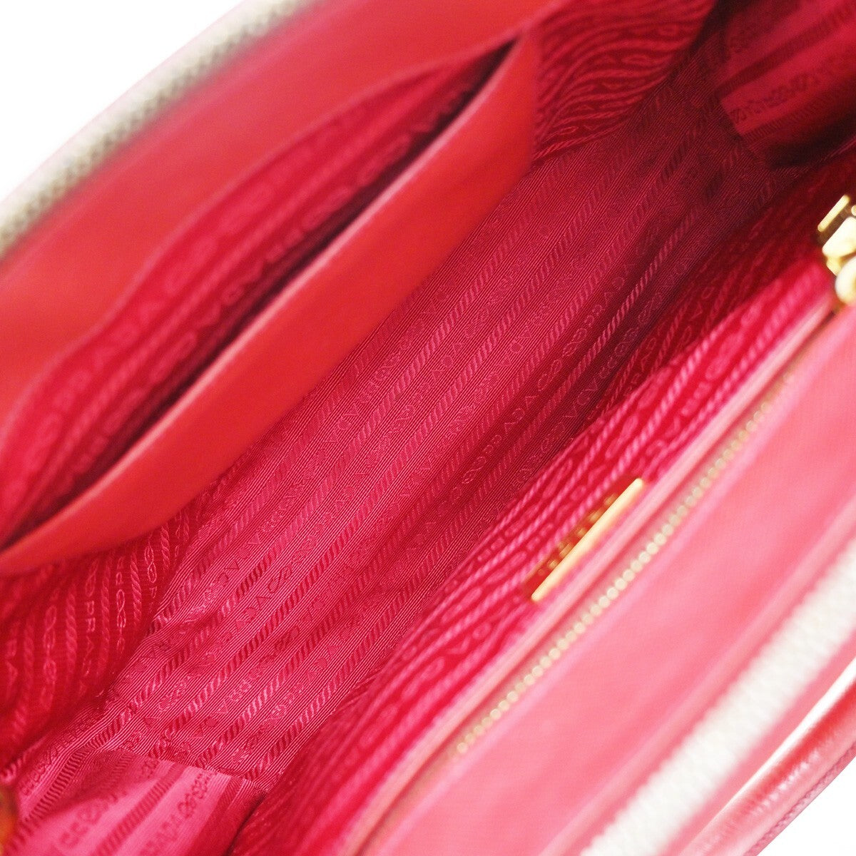 PRADA Logo Saffiano 2Way Shoulder Hand Bag Leather Red GHW 95RF247