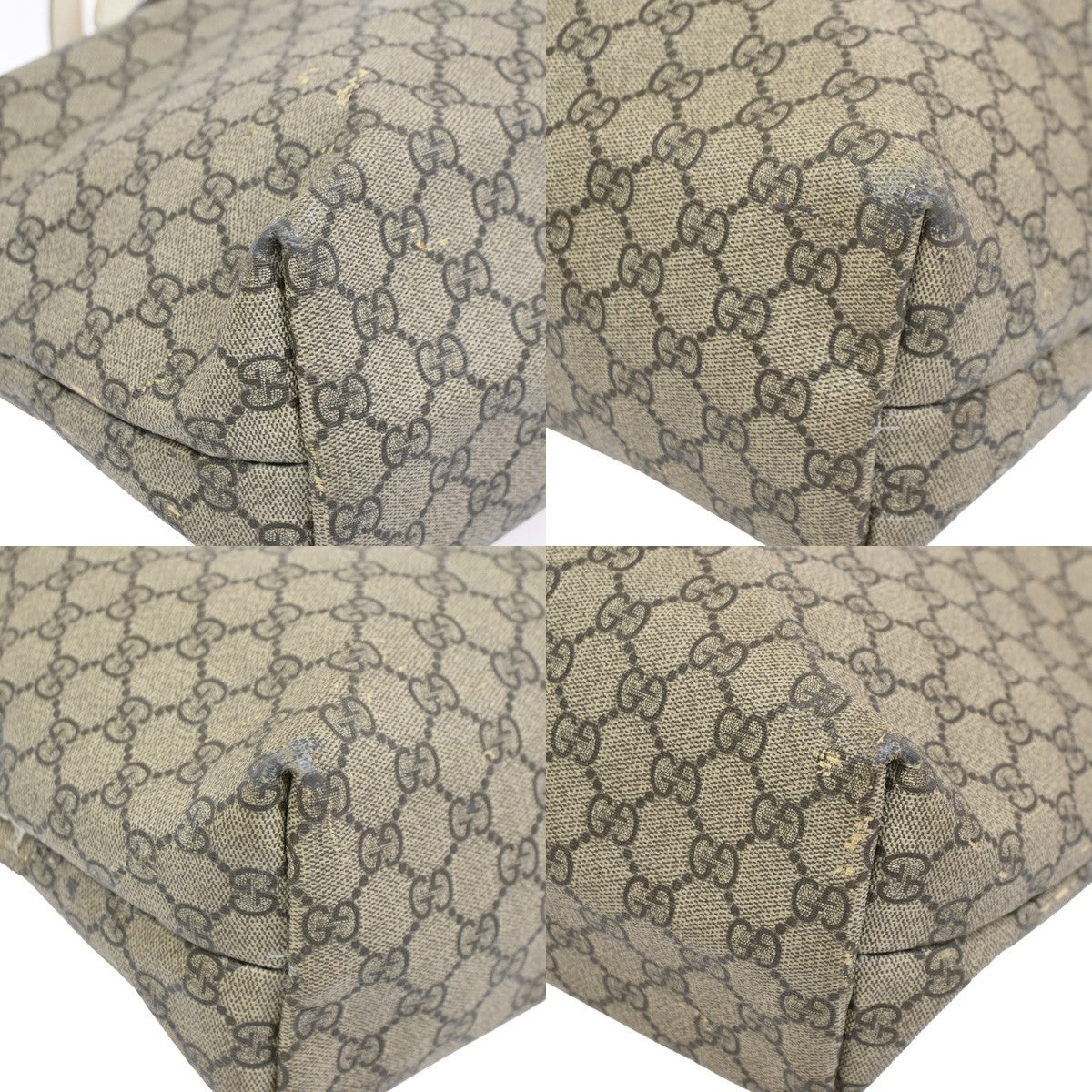 GUCCI Logo GG Pattern Shoulder Tote Bag Supreme Leather Beige Italy 61KB904