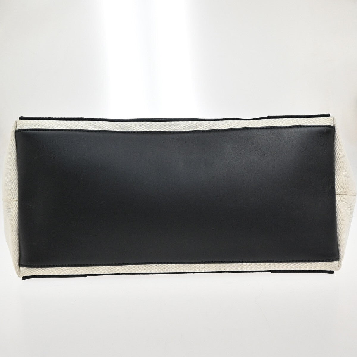 BALENCIAGA Navy Cabas M Shoulder Hand Bag Canvas Leather Ivory Black 73EF052