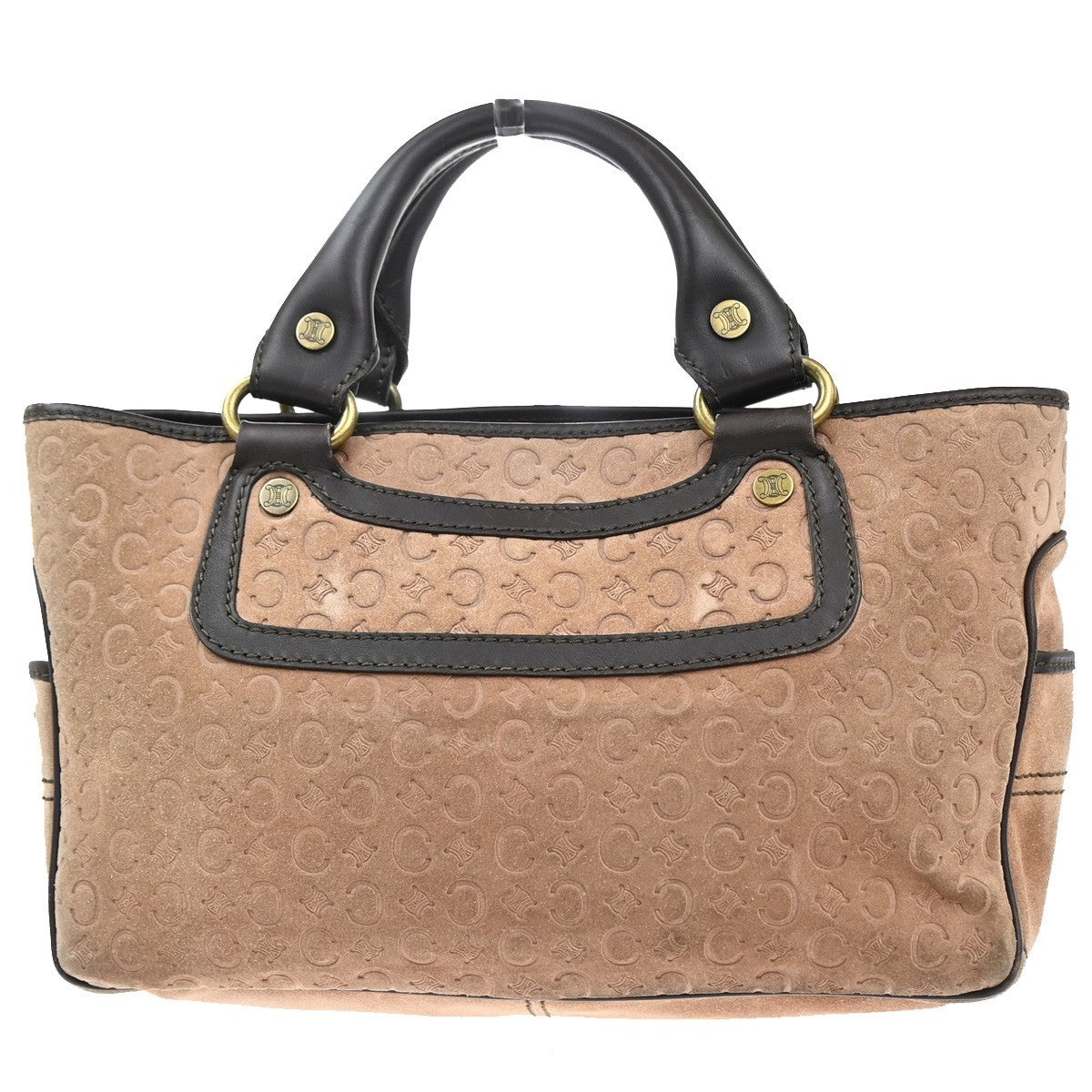 CELINE Logo Boogie C Macadam Hand Bag Suede Leather Brown GHW Italy 31KP552