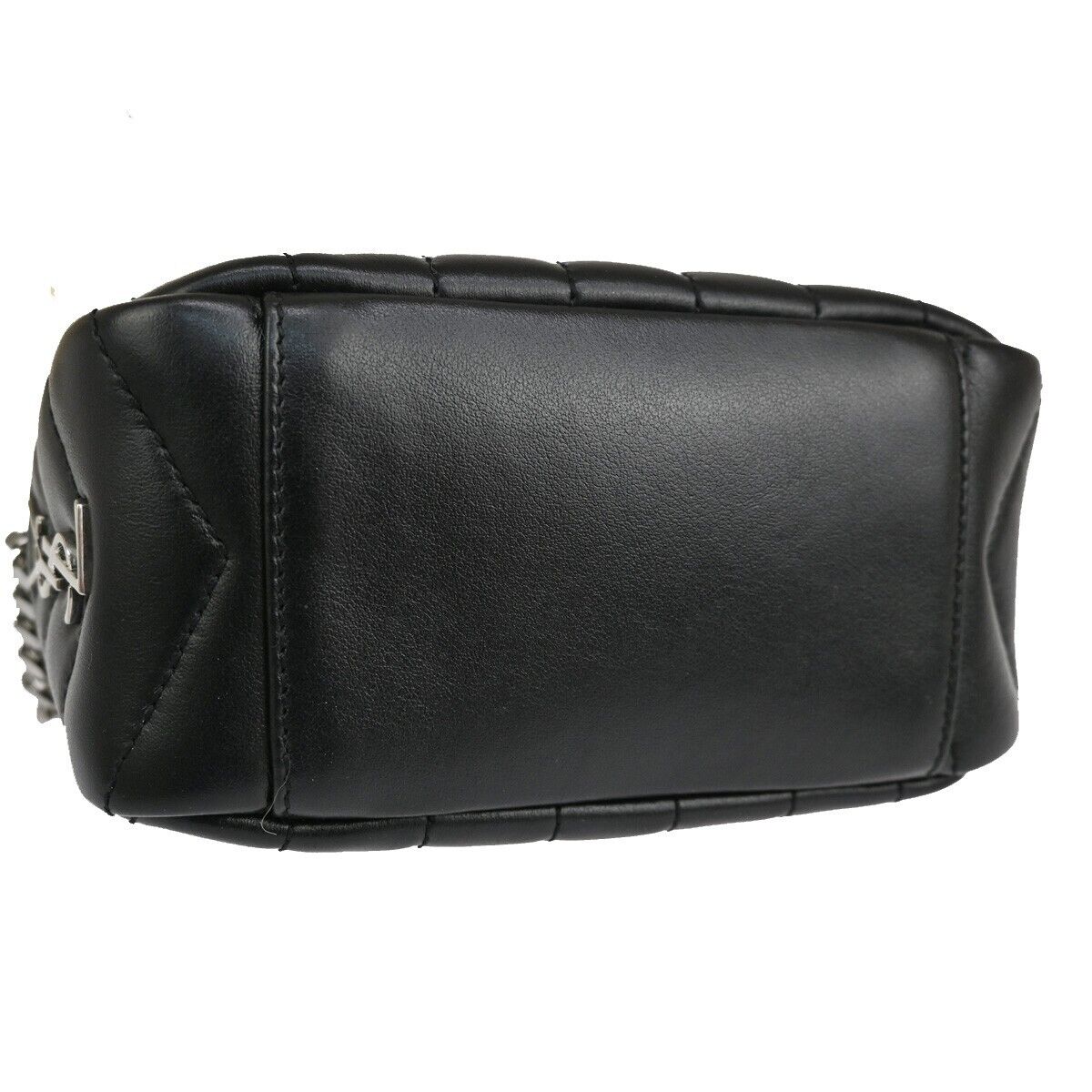 SAINT LAURENT YSL Logo Chain Mini Shoulder Bag Leather Black SHW Italy 683RJ193
