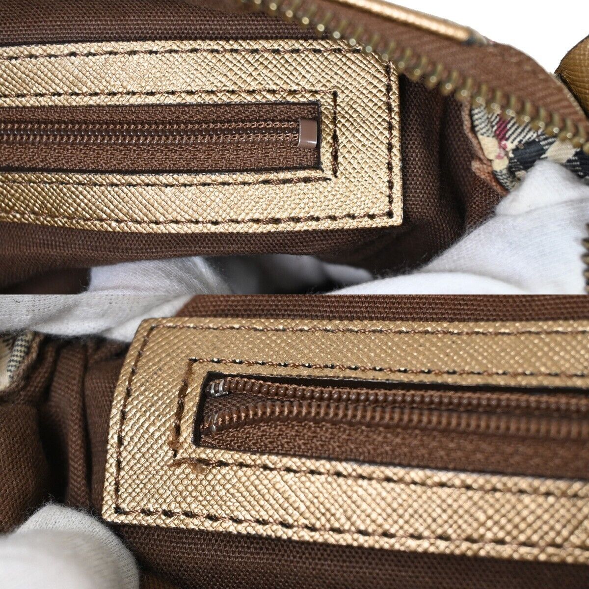 BURBERRY Logo Nova Check Shoulder Bag Canvas Leather Beige Gold Silver 60HB657