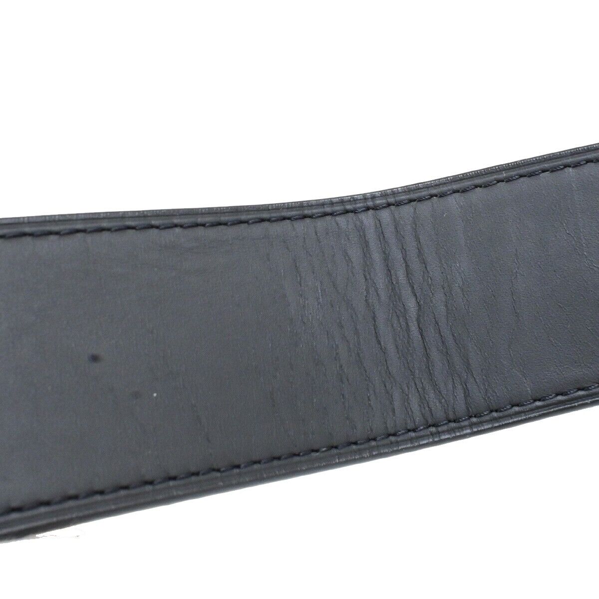 LOUIS VUITTON Logo Ceinture Jeans Belt Leather Black Silver Spain M6812 36FB286