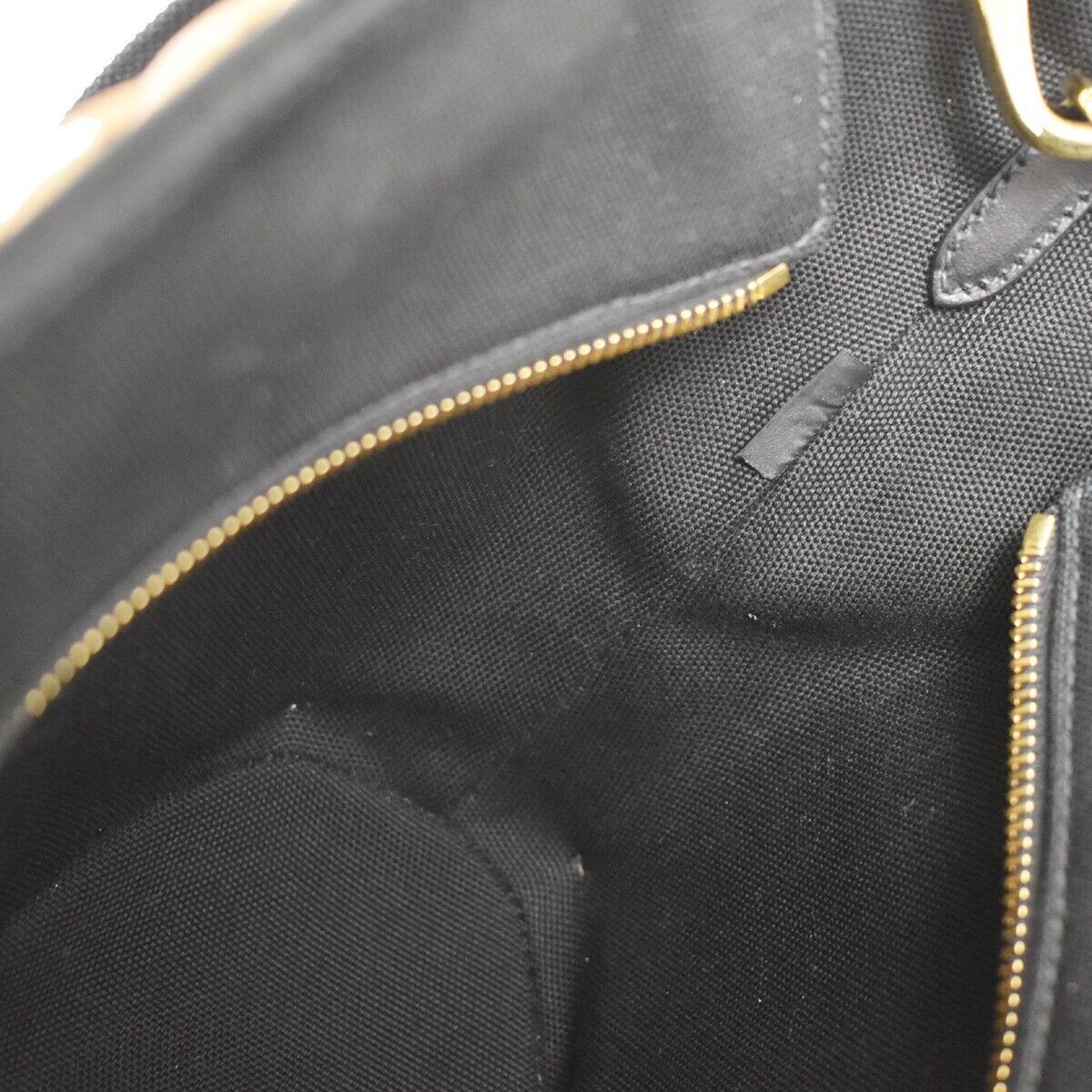 PRADA Logo Midollino Wicker 2Way Shoulder Hand Bag Canvas Leather Black 631RH131