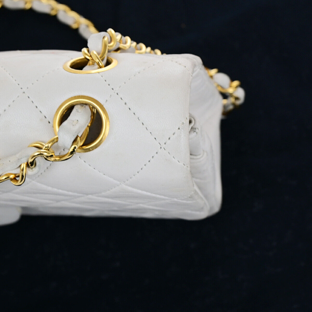 CHANEL CC Matelasse 25 Double Flap Chain Shoulder Bag Leather White GHW 385RK092