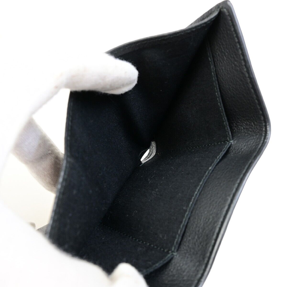 BALENCIAGA Logo Trifold Mini Paper Wallet Leather Black Italy 62KA374