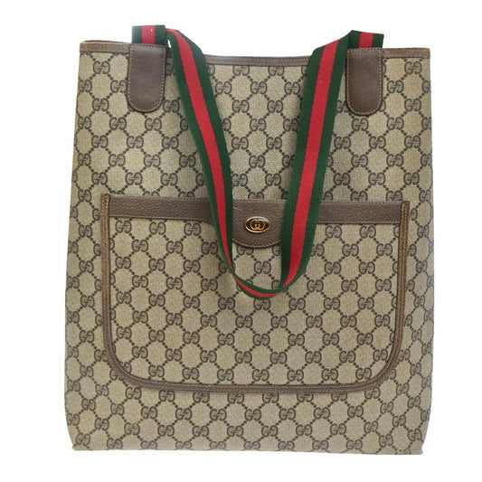 23.Live GUCCI PLUS GG Pattern Sherry Shoulder Tote Bag PVC Leather 66SA109