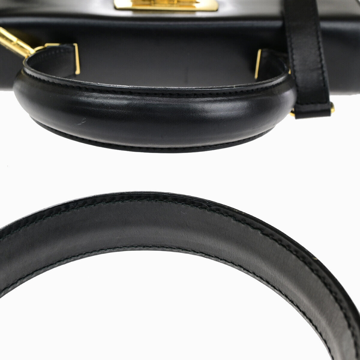 SALVATORE FERRAGAMO Gancini 2Way Shoulder Hand Bag Leather Black GHW 89YF705