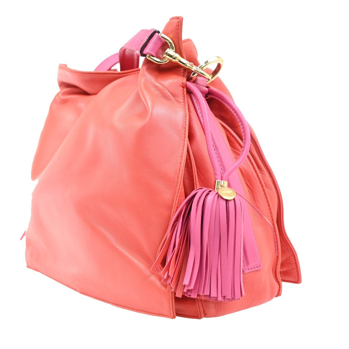LOEWE Logo Flamenco Anagram Shoulder Bag Leather Red Pink GHW Spain 79MA394