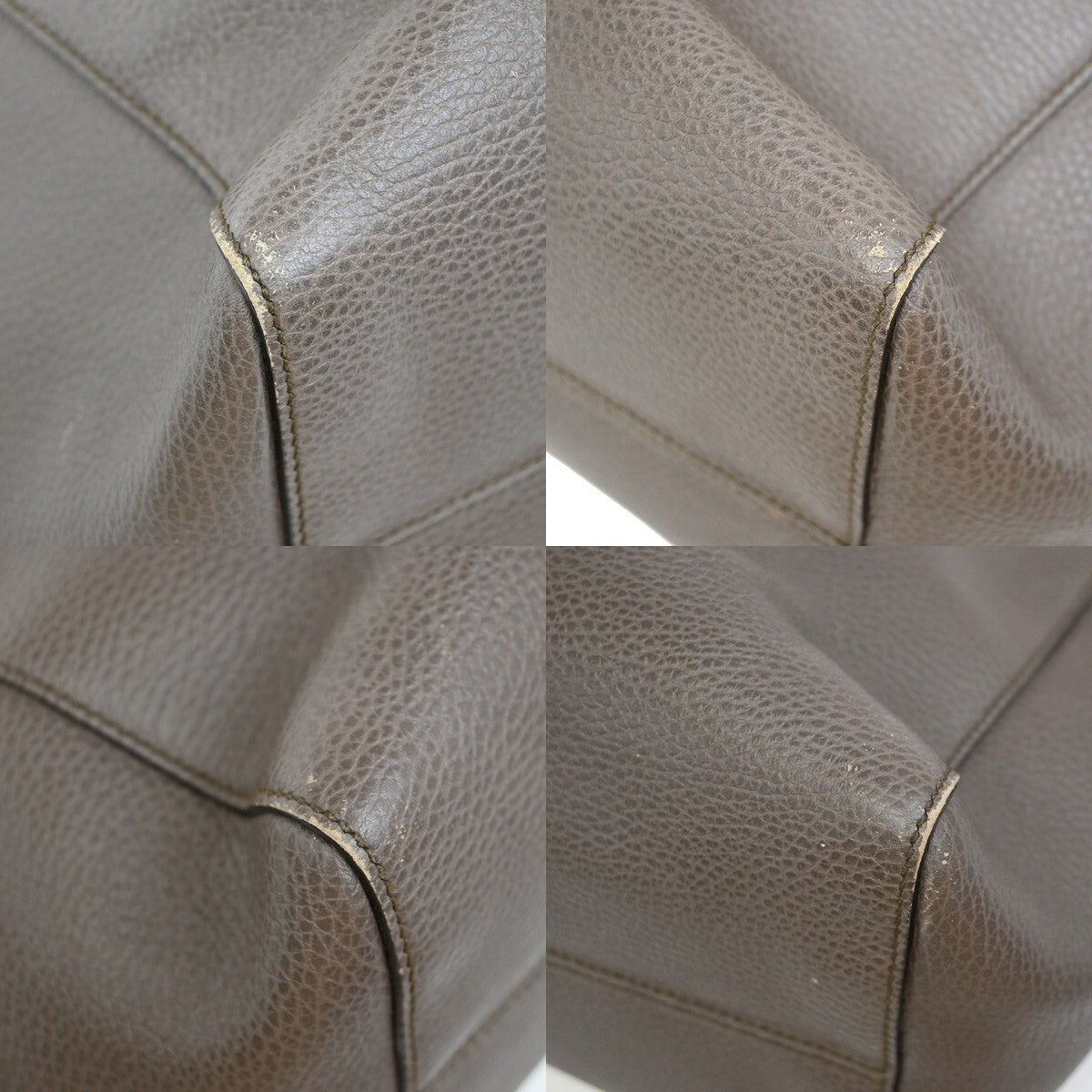 GUCCI Logo Swing Shoulder Tote Bag Leather Gray Pink GHW Italy 80EE613
