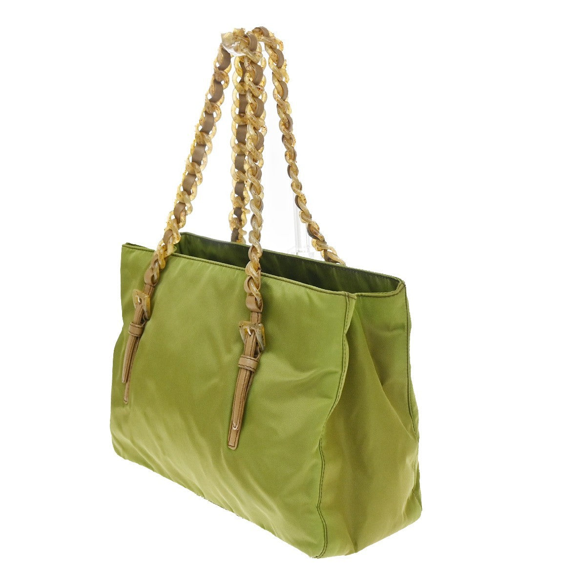PRADA MILANO Logo Shoulder Hand Bag Nylon Tessuto Leather Green 04CB020