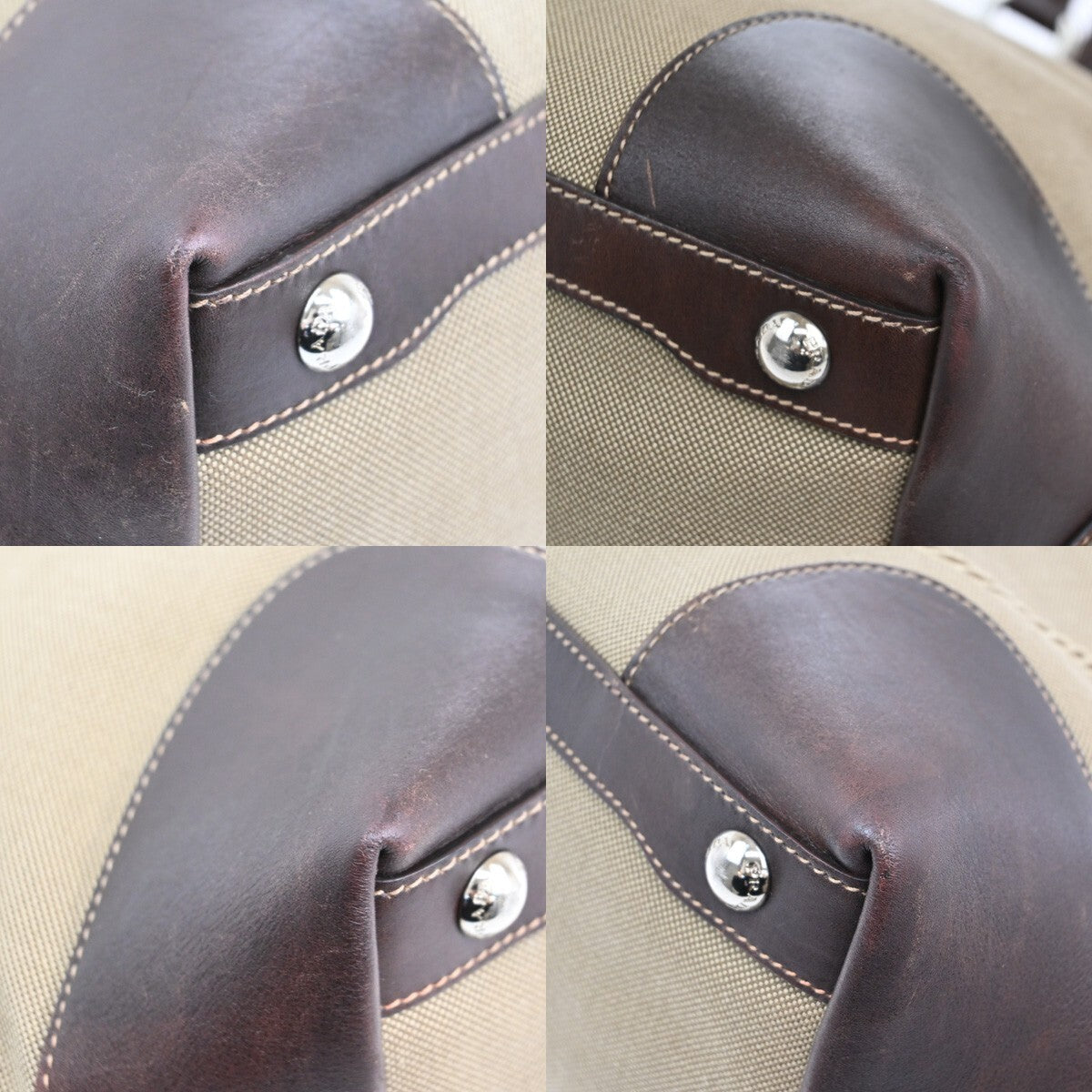 PRADA MILANO Logo Shoulder Bag Canvas Leather Brown Made in Italy 38EE166