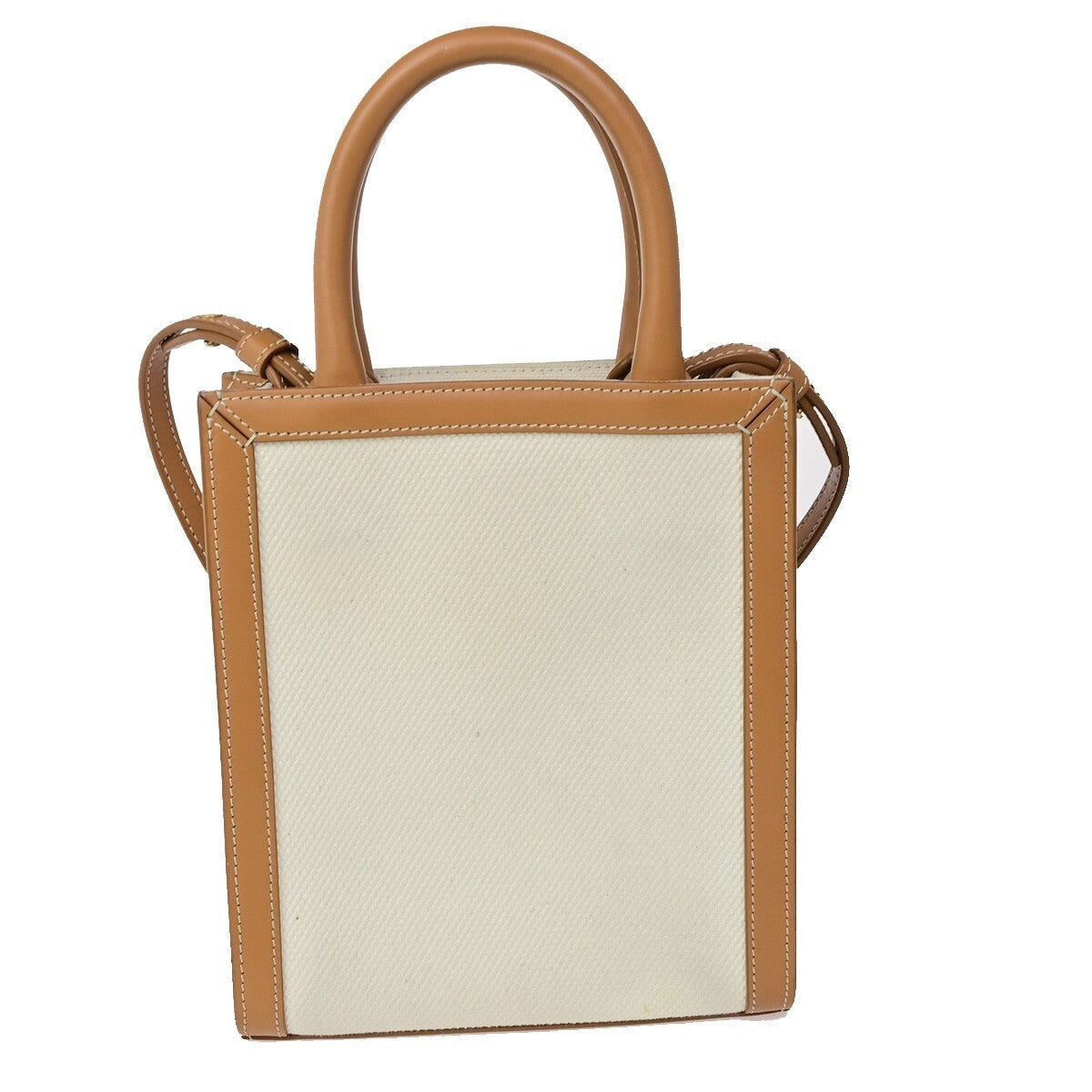 CELINE Logo Vertical Cabas 2Way Mini Hand Tote Bag Canvas Leather Brown 667RK640