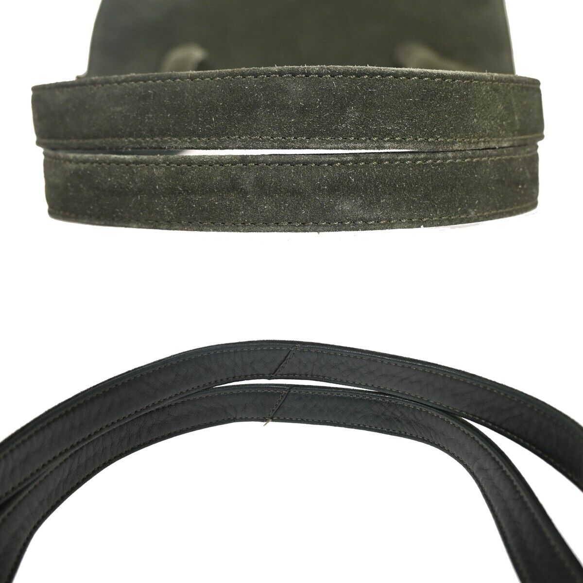 CHANEL CC Logo Shoulder Tote Bag Suede Skin Leather Khaki GHW Vintage 18HB212