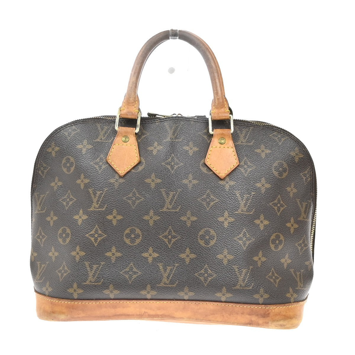LOUIS VUITTON LV Logo Alma Hand Bag Monogram Leather Brown France M51130 30MA452