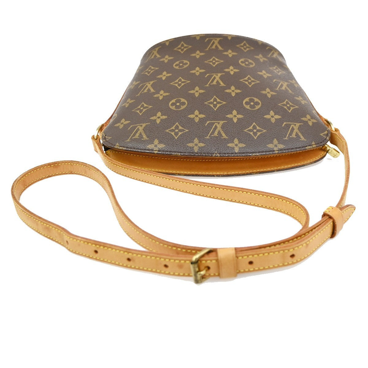 LOUIS VUITTON Logo Drouot Shoulder Bag Monogram Leather Brown M51290 74KD177