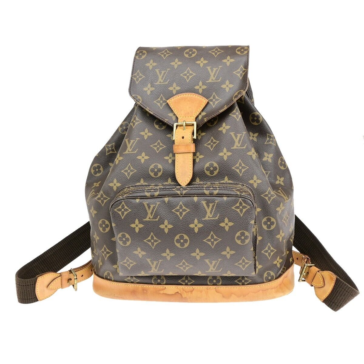 LOUIS VUITTON Montsouris GM Backpack Bag Monogram Leather Brown M51135 10EB746
