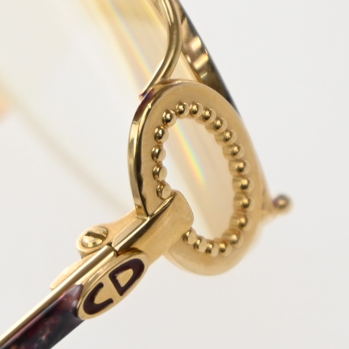 CHRISTIAN DIOR Logo Reading Glasses Eye Wear Metal Plastic Gold Red 09KP535