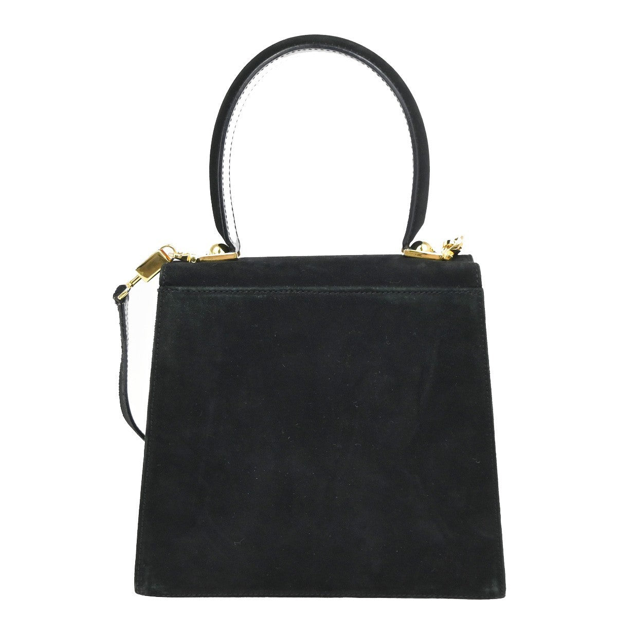 SALVATORE FERRAGAMO Gancini 2Way Shoulder Bag Suede Leather Black GHW 83ZA213