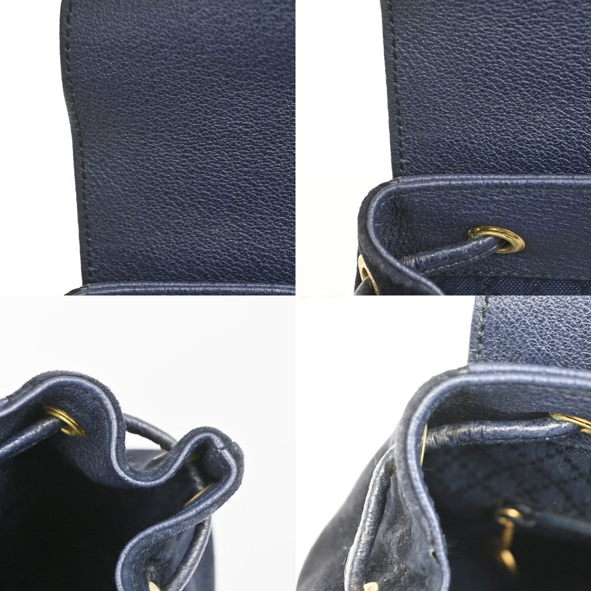 GUCCI Bamboo Logo 2way Back Pack Bag Suede Leather Navy Blue GHW Italy 38MA494