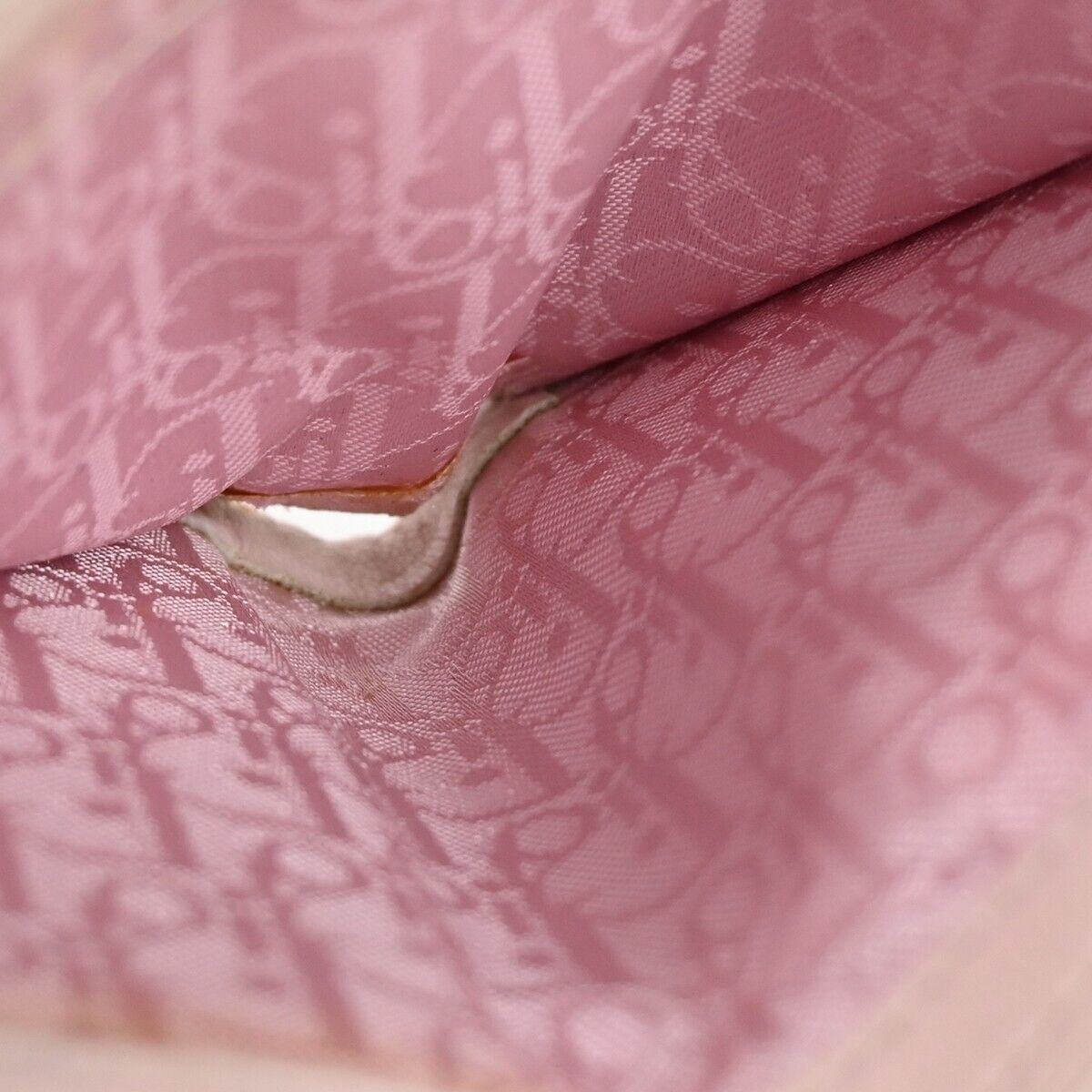 Christian Dior Cannage Bifold Wallet Purse Leather Pink Sliver Italy 07FA106
