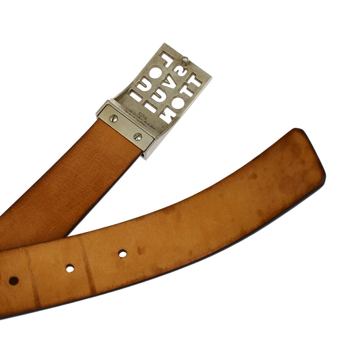 LOUIS VUITTON Ceinture LST Belt Leather Brown Silver M6809 Spain 60GA235