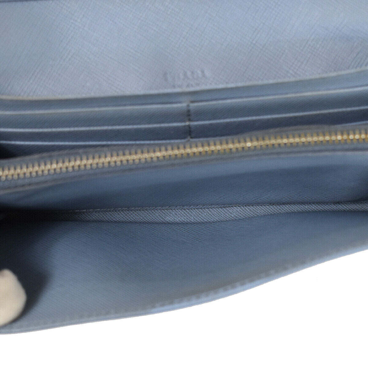 PRADA Logo Saffiano Fiocco Long Bifold Wallet Purse Leather Blue Italy 05YC250