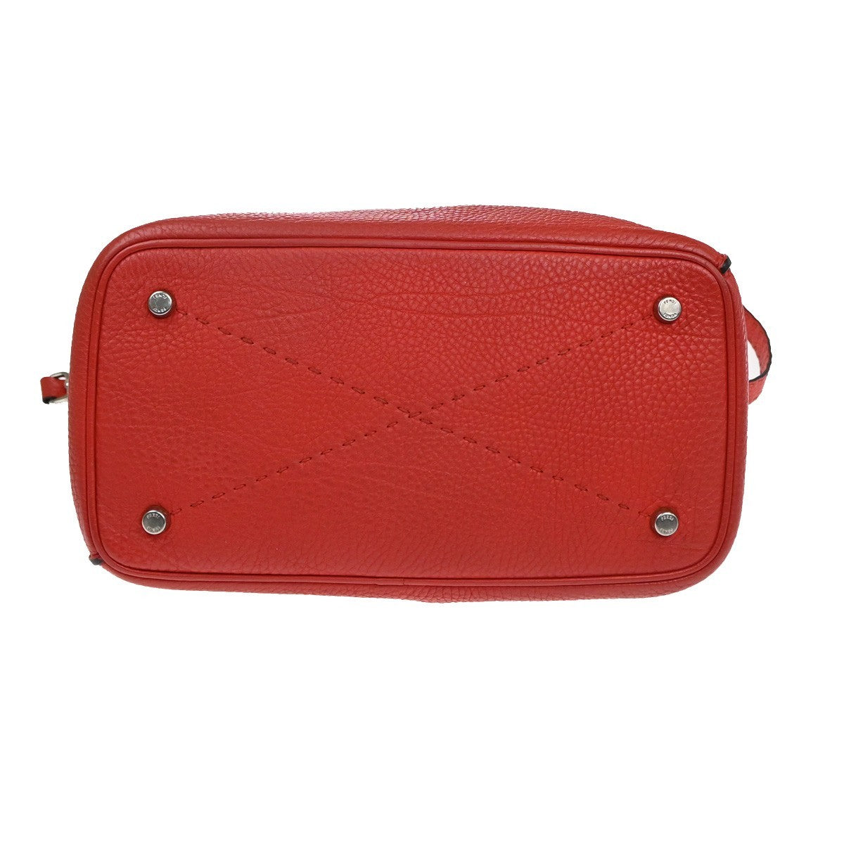 FENDI Logo Selleria Anna 2Way Shoulder Bag Leather Red SHW Italy 71YH887
