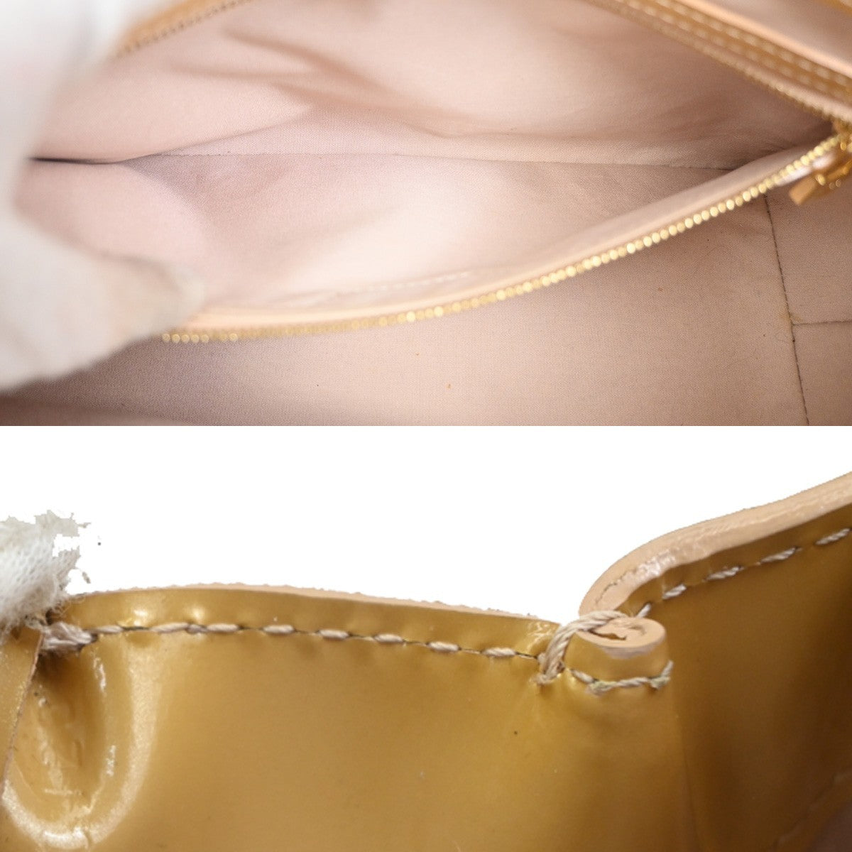 LOUIS VUITTON Wilshire PM Hand Bag Monogram Vernis Patent Beige M91642 33MA275