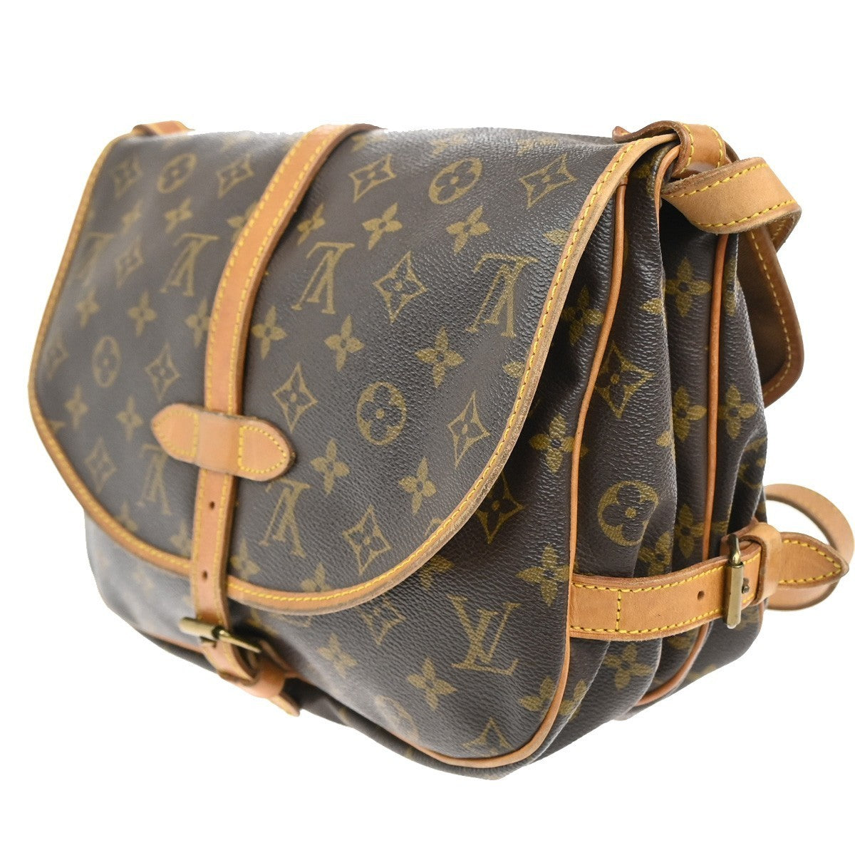 LOUIS VUITTON Logo Saumur 30 Shoulder Bag Monogram Leather BN USA M42256 74MA145