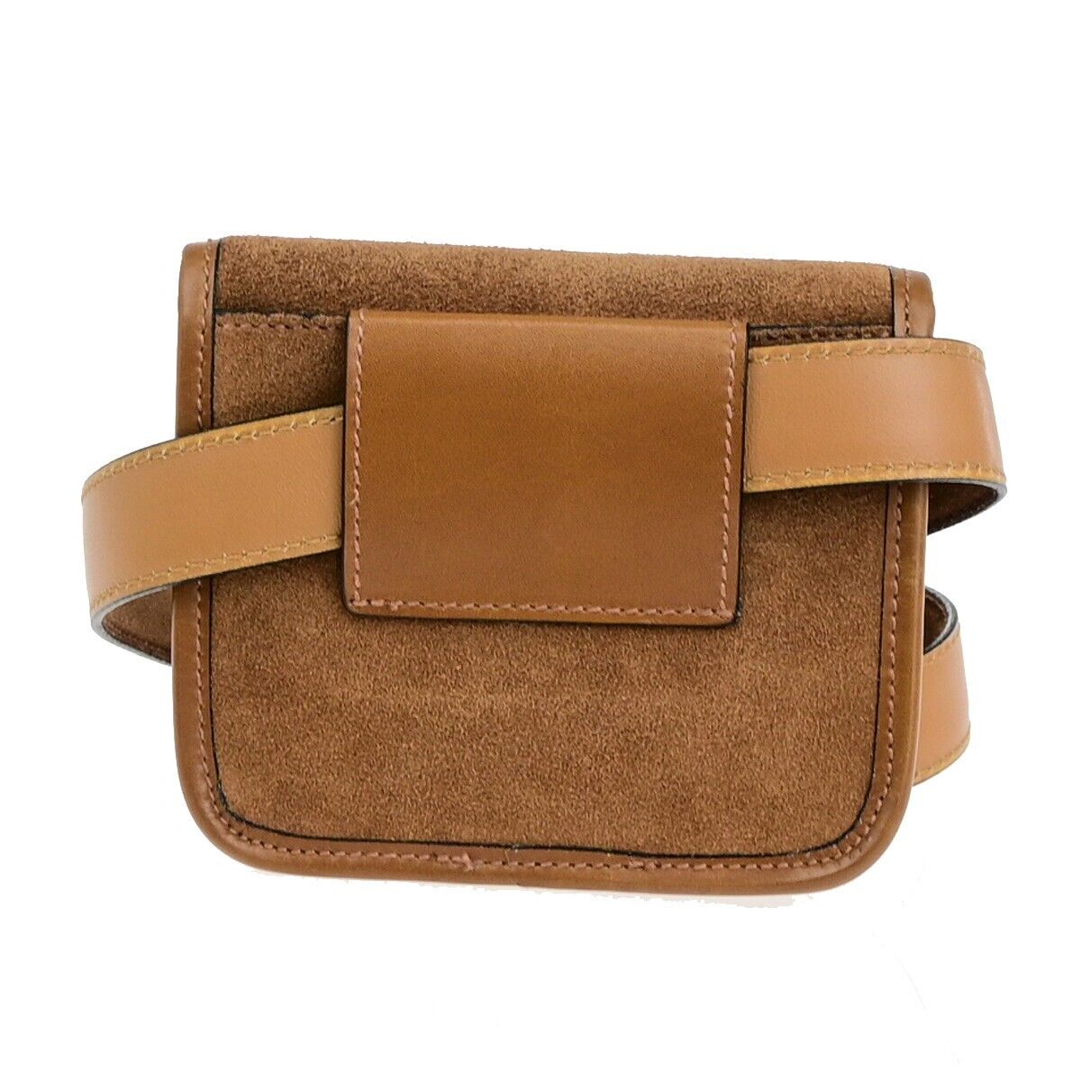 CELINE Logo Mini Bum Bag #85 Suede Leather Brown GHW Italy 68ED372