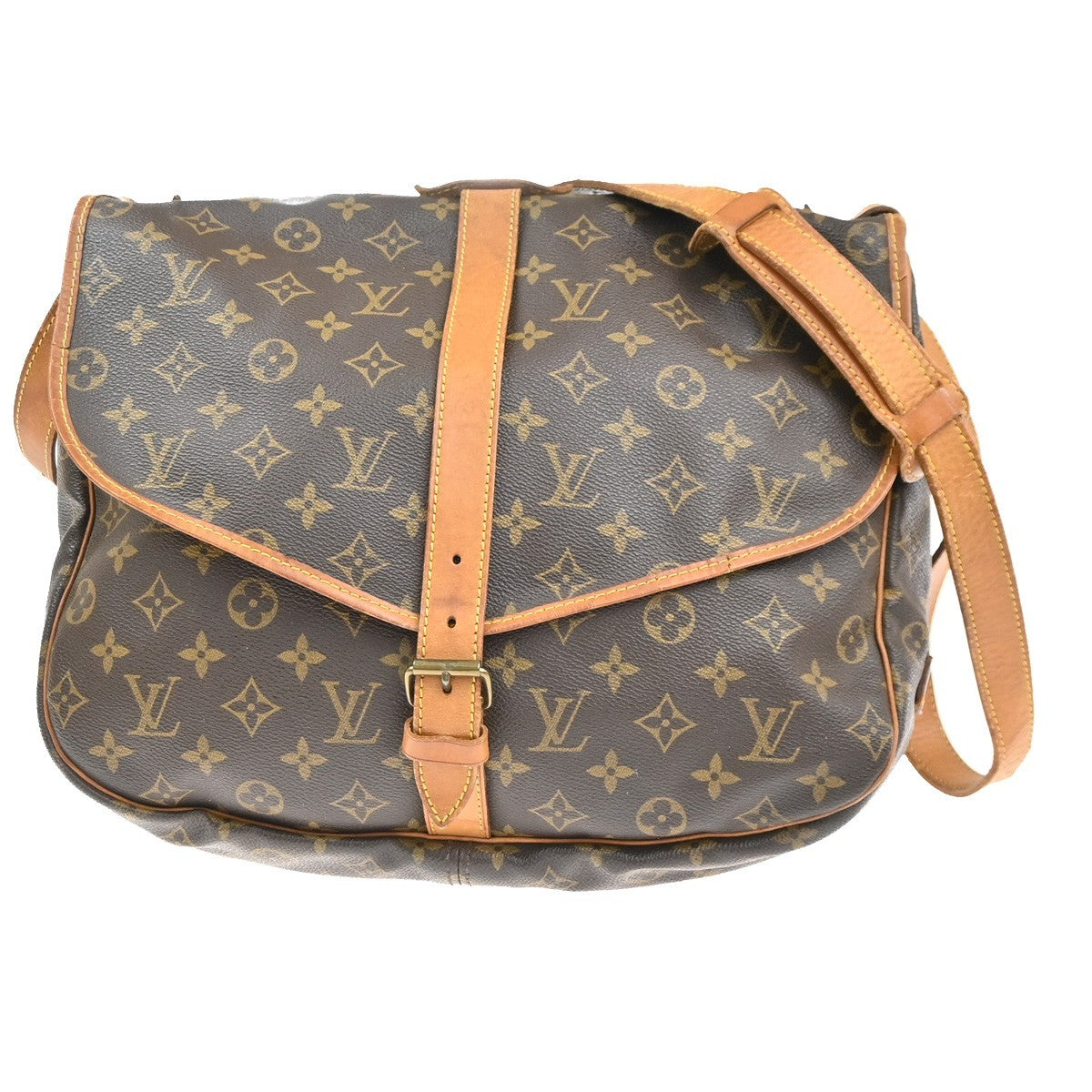 LOUIS VUITTON Saumur 35 Shoulder Bag Monogram Leather Brown M42254 86MA460