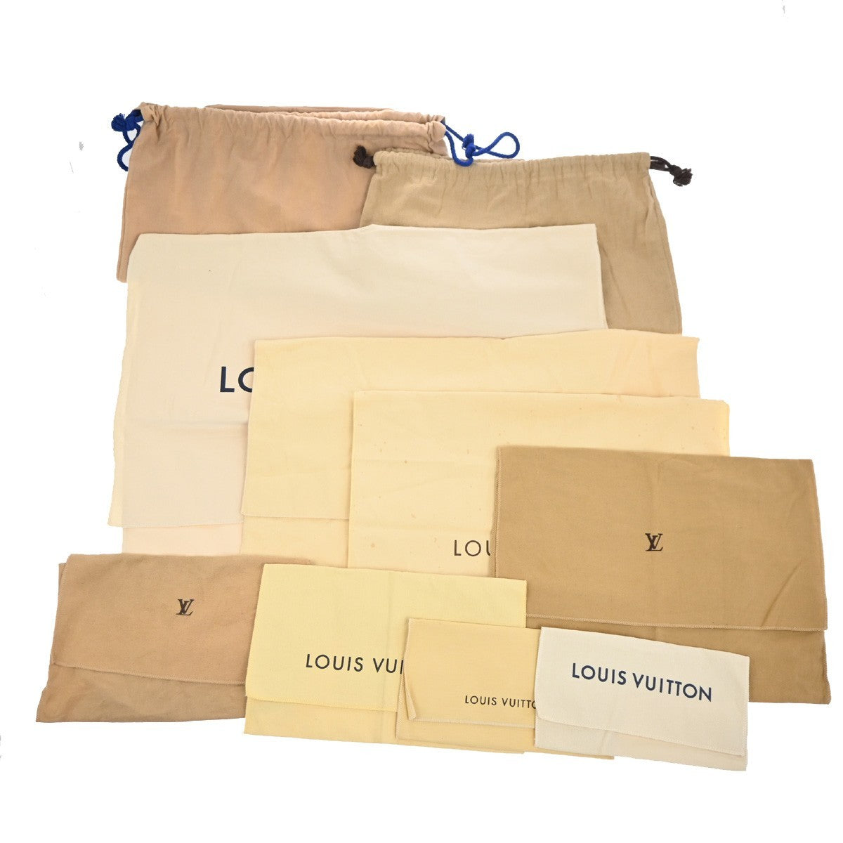 LOUIS VUITTON Logo 10 Set Dust Bag Drawstring Canvas Cotton Beige Brown 05KC994