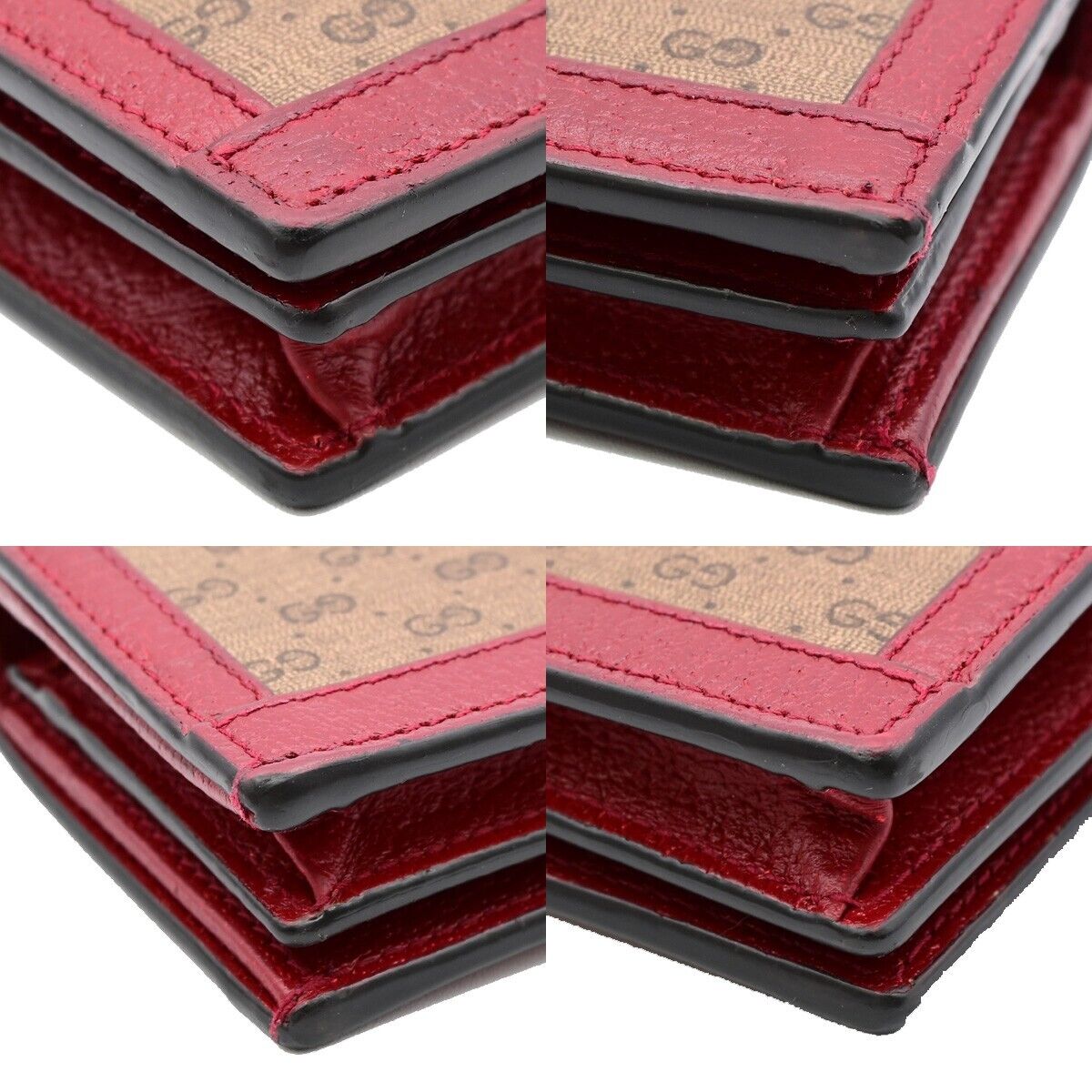 GUCCI Logo GG Pattern Doraemon Bifold Wallet Purse Supreme Leather Brown 34HB941