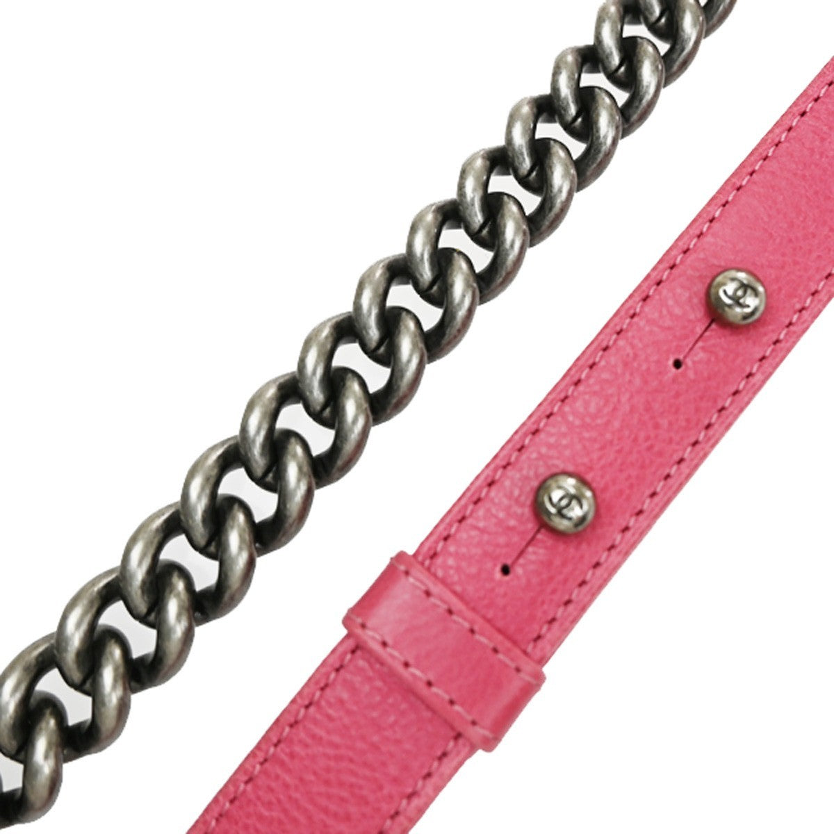 CHANEL CC Boy Chain Shoulder Bag Leather Pink SHW Italy 321RP171