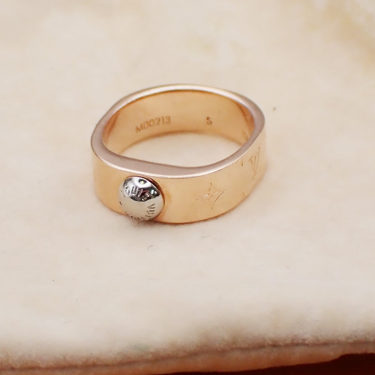 LOUIS VUITTON Nanogram Ring Size S Gold Silver M00213 Italy Accessory 30RF611