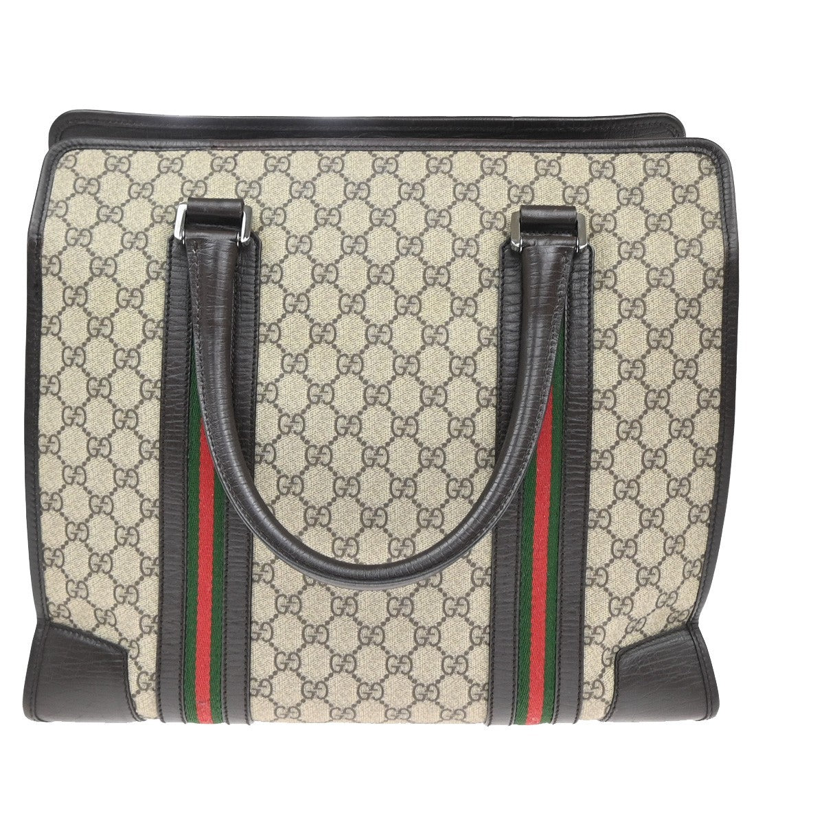 GUCCI Logo GG Pattern Sherry Shoulder Tote Bag Supreme Leather Brown 77KP593