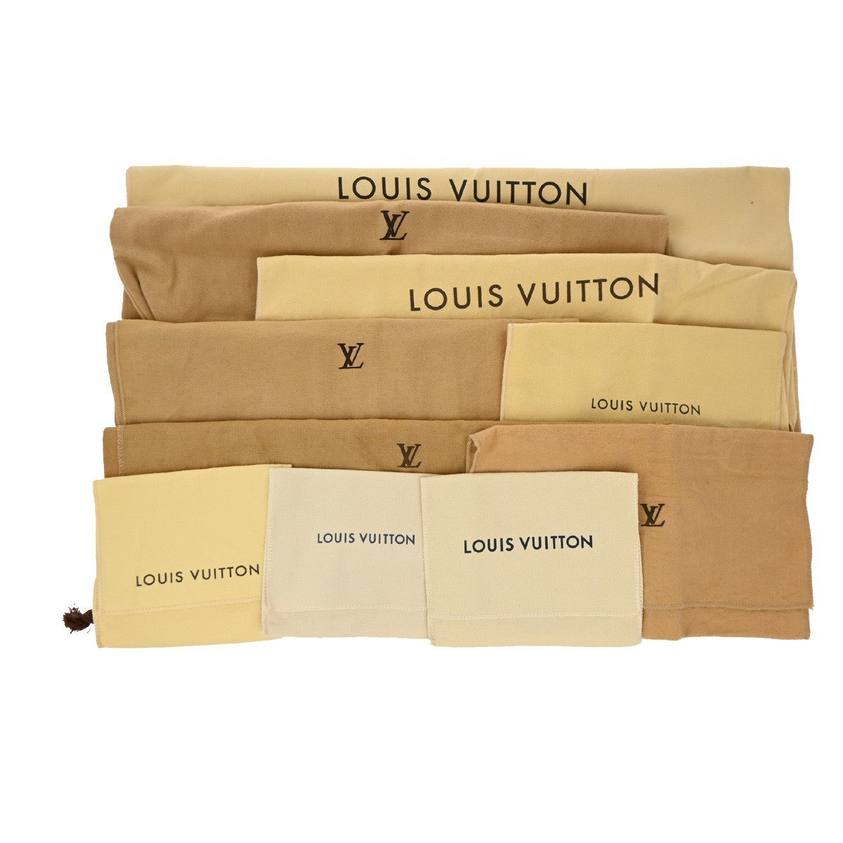 LOUIS VUITTON Logo 10 Set Dust Bag Drawstring Canvas Cotton Beige Brown 09KP308