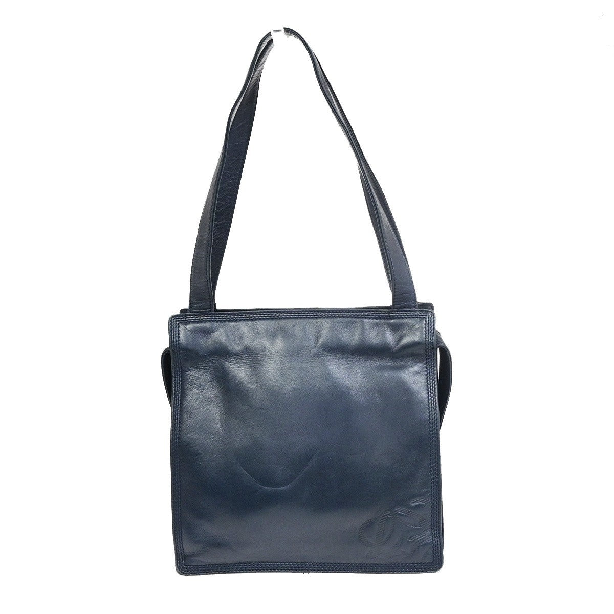 LOEWE Logo Anagram Shoulder Hand Bag Leather Navy Blue GHW Spain 66YJ270