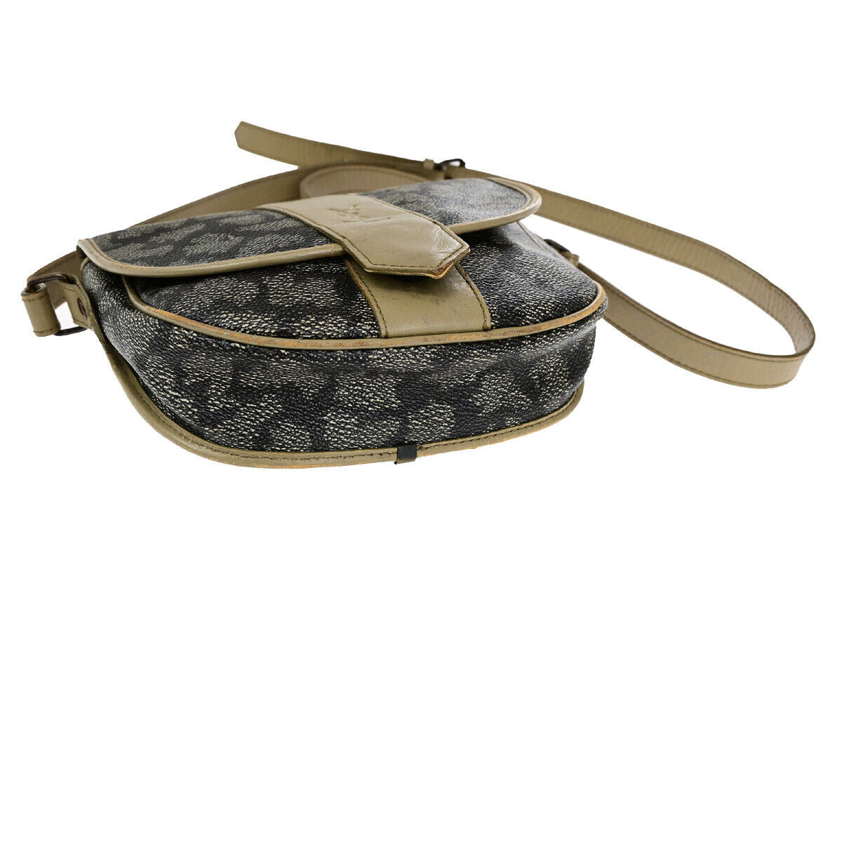 YVES SAINT LAURENT YSL Giraffe Pattern Shoulder Bag PVC Leather Brown 09YG312