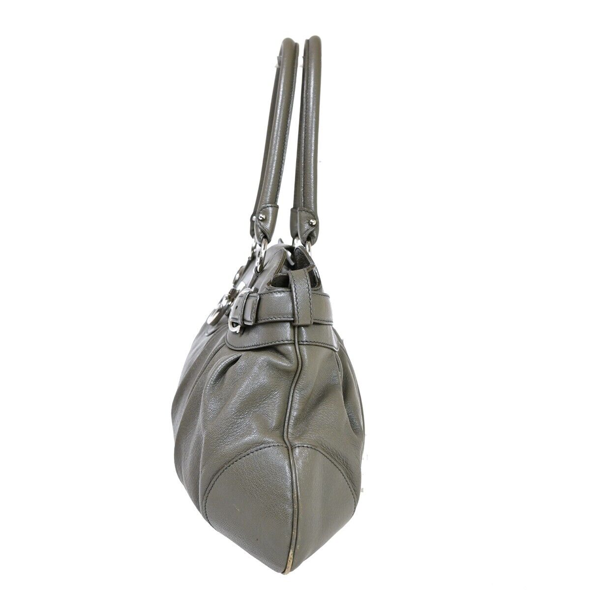 SALVATORE FERRAGAMO Logo Marisa Gancini Shoulder Bag Leather Gray Italy 66FA048