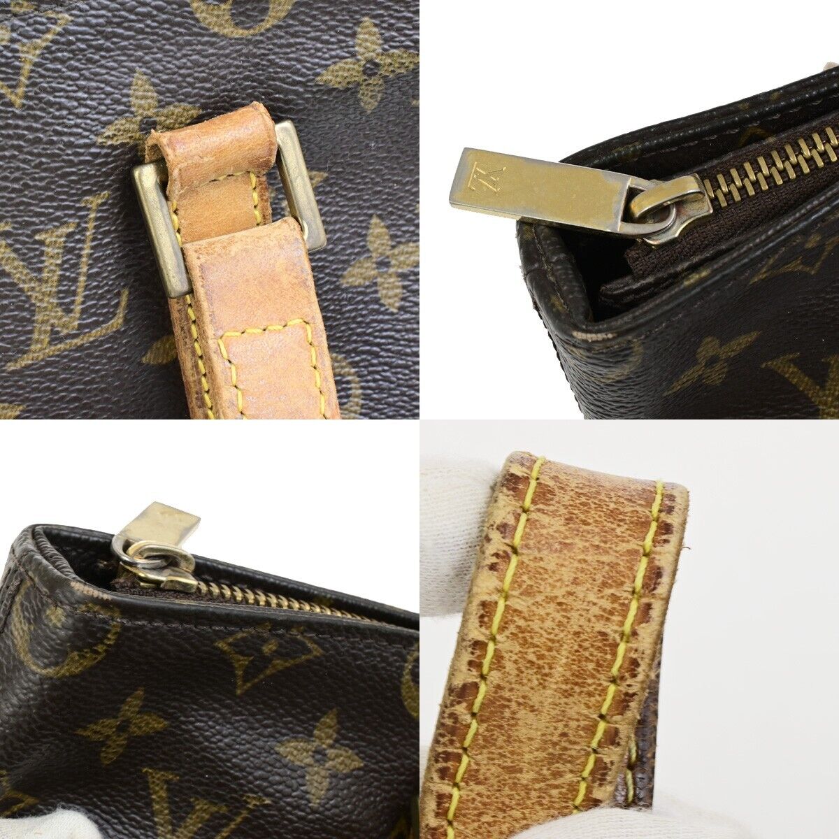 LOUIS VUITTON Cabas Piano Shoulder Bag Monogram Leather Brown M51148 62ED498